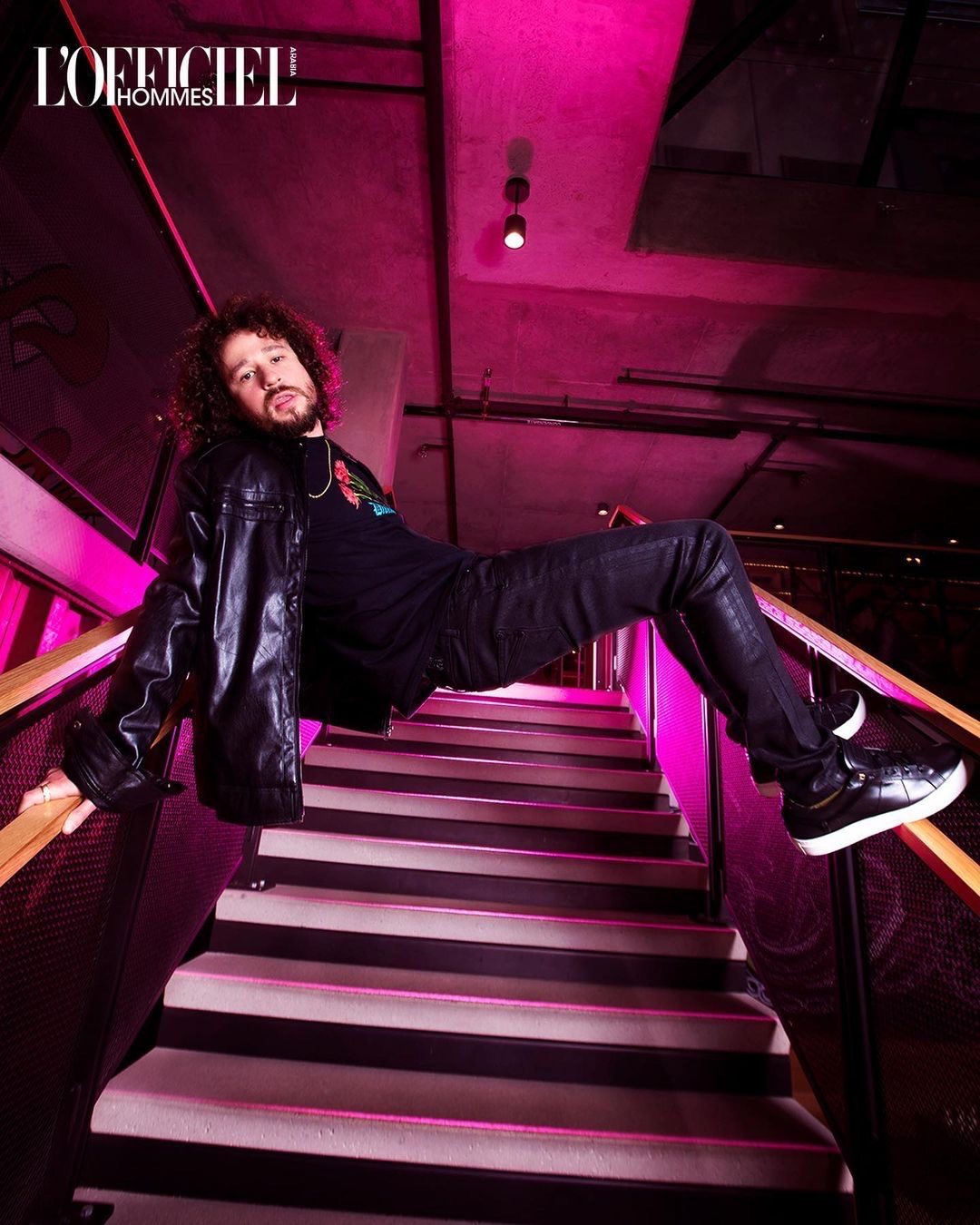 The Bakes black long sleeve in the L'Officiel Hommes Arabia shoot with Luisito Comunica
