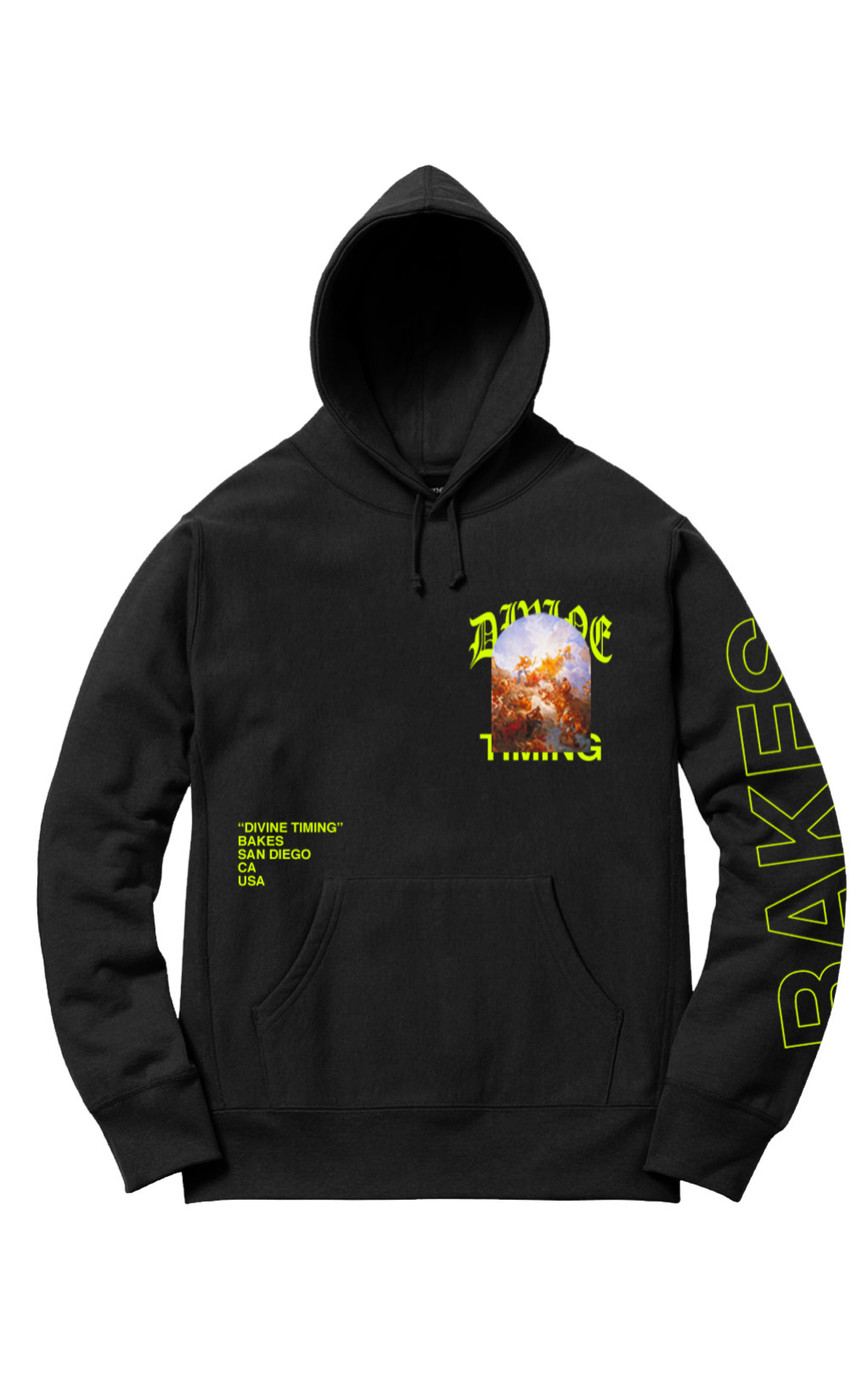 Divine Timing Black Hoodie — Bakes Divine Timing Capsule